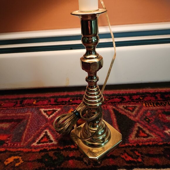 Baldwin Solid Brass Table Lamp Classic Traditional Colonial Candlestick Light 21 - Picture 5 of 10